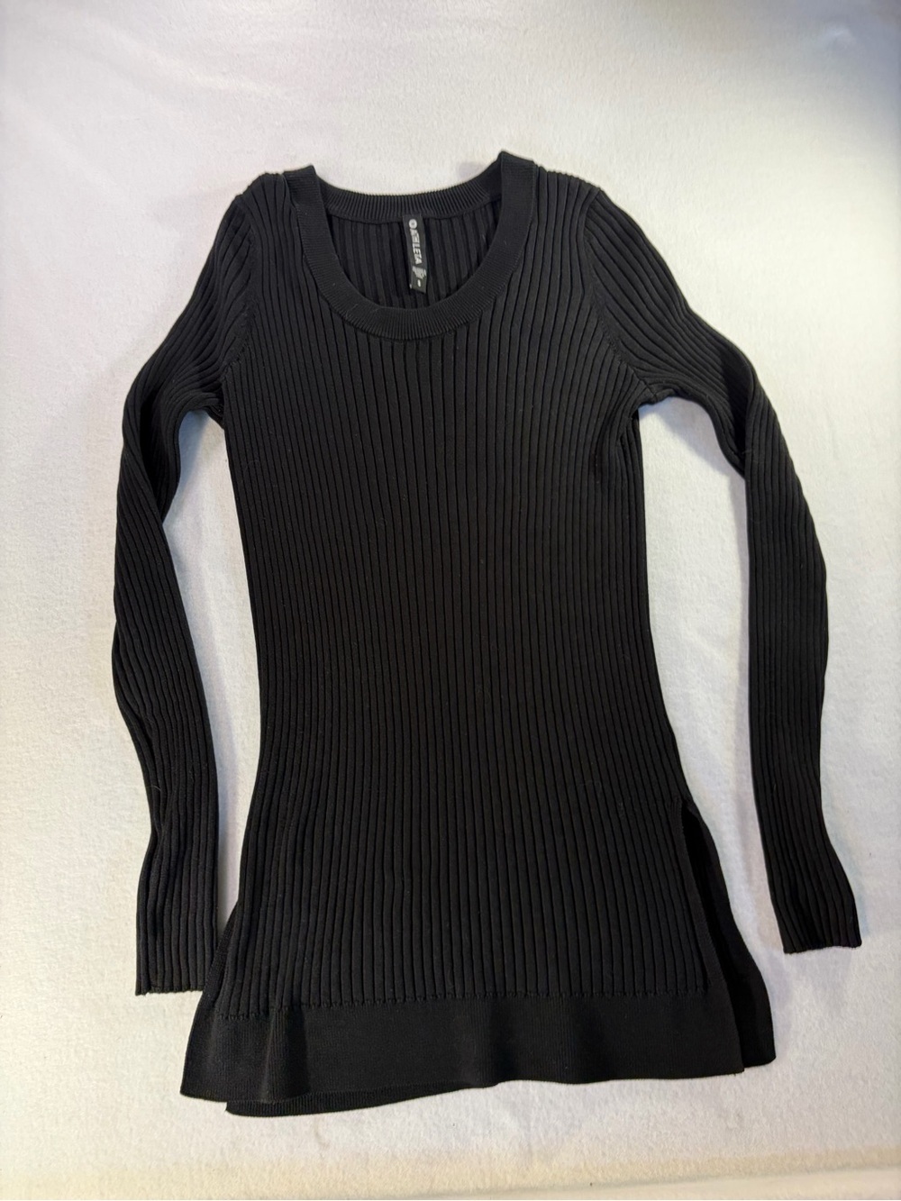 Athleta Black Ribbed Crewneck Top